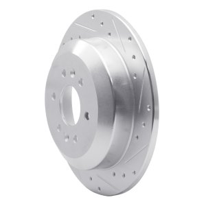 Kia Borrego Brake Rotor (1) - Rear Right - R1 Concepts - Drilled & Slotted - Silver - `09-`10